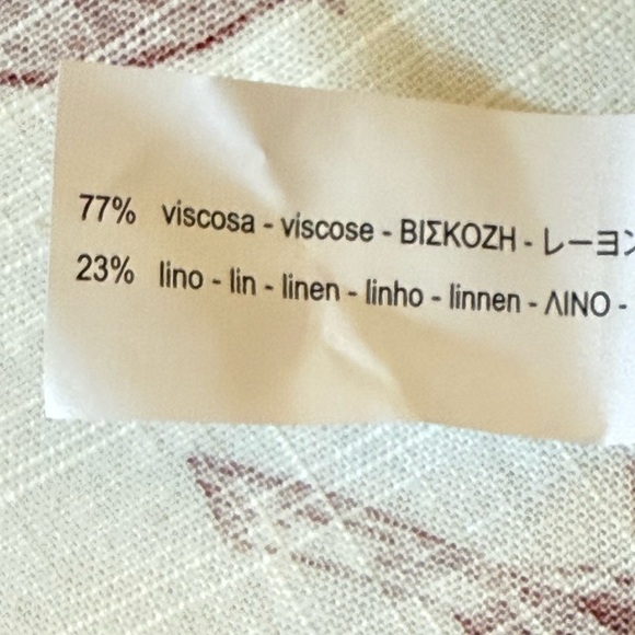 Zara Wrap Kimono Top Linen Blend Red White Toile Floral Print Puff Sleeve Large - Picture 11 of 12